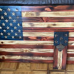 American Wooden Flag With Bottle Opener 