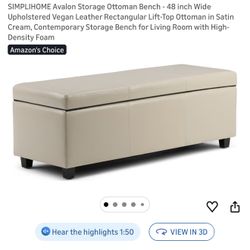 Ottoman 48inch Satin Cream