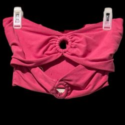Illa Illa (C) Women’s Tube Top with Double O-Rings Sz L Pink Crop Stretch NWT