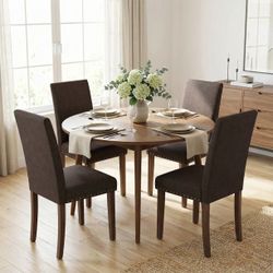 Dining Chairs Set of 4, Upholstered Parsons Dining Chairs with Nailhead Trim, Solid Wood Legs & Padded Seat, Side Chair for Kitchen, Dining Room, Livi