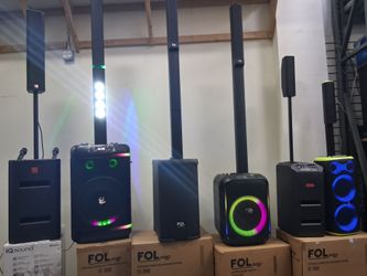 FOL BASS SUBWOOER AND TOWER BLUETOOTH SPEAKER. GREAT BASS. COME LISTEN TO THEM.
