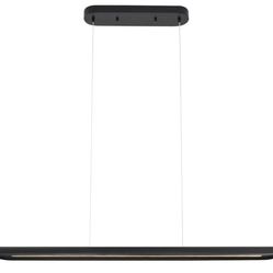 39" Modern Led Linear Pendant Light Dimmable Ceiling Hanging Lights Wood Linear Chandeliers Office Lighting for Dining Room Kitchen Island Pool Table 