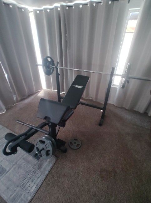 Weight Bench With Weights And Bar