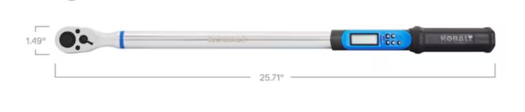 A000131A Kobalt 1/2-in Drive Digital Torque Wrench (12.5-ft lb to 250-ft lb)