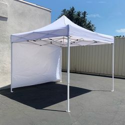 (New) $120 Heavy-Duty Ez Popup Canopy 10 x 10 FT with (1 Sidewall, Carry Bag)