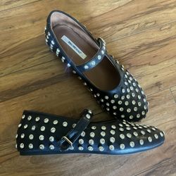 New studded Mary Jane flats Size 8