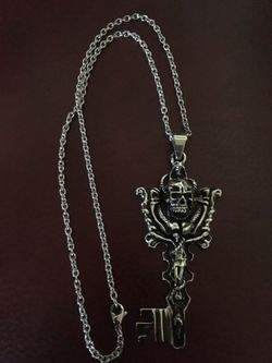 Skeleton design with 20 inch chain...Skeleton is 3.5 long...Item is stainless steel