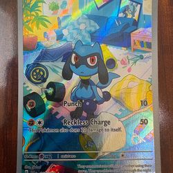 Pokemon Riolu 215/198 Scarlet & Violet Illustration Art Rare HP/Damaged