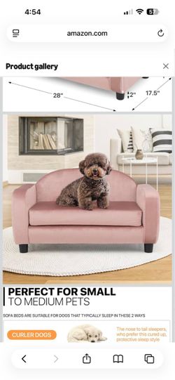 Pet sofa couch bed pink velvet