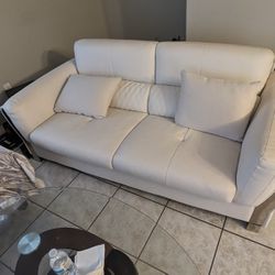2 Luxury White Leather Couches