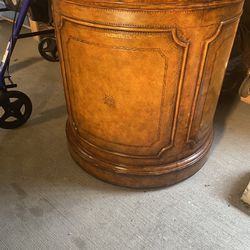 Vintage Leather Side Table 24”x24”