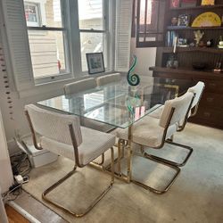 Luxury Glass Gold Dining Set For 6