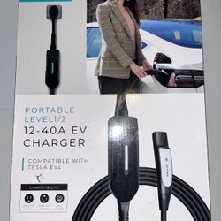 Lectron Portable EV Charger NACS Level 1 & 2 Electric Car Charger for All NACS Tesla EV’s 
