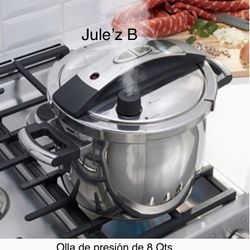 Princess House.  Olla De Presión De 8 Qts Cierra Fácil Nueva En Su Caja 
