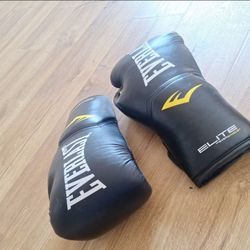 Everlast Elite With Evershield XL 16oz Boxing GLOVES BLACK AND Yellow 