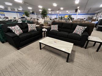 Black Fabric Sofa And Loveseat Set