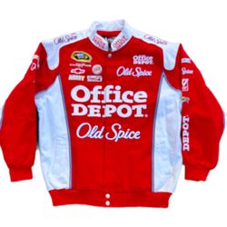 Chase Authentics Jacket XL Red NASCAR Racing Bomber Embroidered