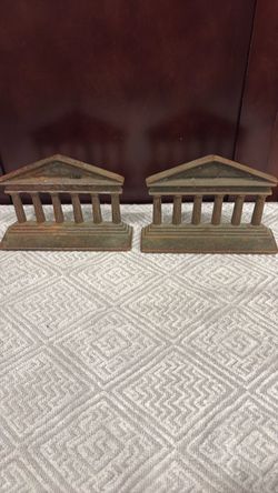 Cast Iron Greek Temple Bookends Pair