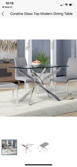 Coraline glass top modern beautiful dinning table with 6 Chairs.
