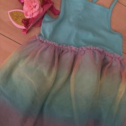 Unicorn Rainbow Dress And Headband 