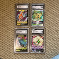 Rotom V, Leafeon VSTAR, Venusaur V, And Whimsicott V Graded Pokemon Collectible Cards 