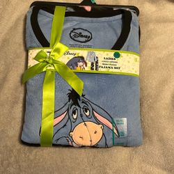 Ladies 2 Piece Eeyore Fleece Pajama Set, Sz XL16-18, New