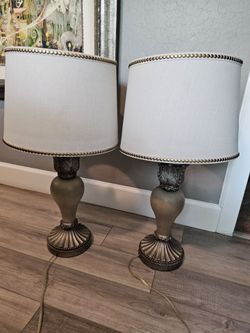 Pair of Ornate Table Lamps with Shades