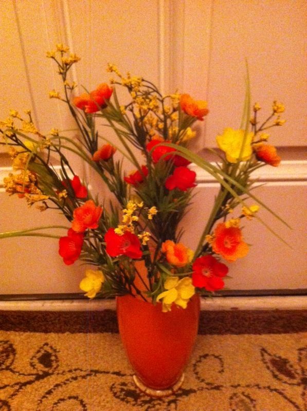 Bright vase with flowers