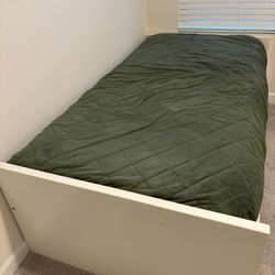 Used IKEA Twin Bed Frame + Mattress + Topper For Sale 