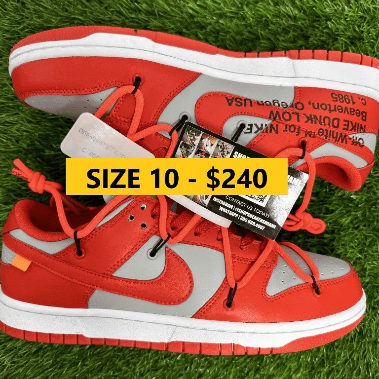 OFF WHITE NIKE DUNK LOW UNIVERSITY RED WHITE GRAY NEW SALE SNEAKERS SHOES MEN SIZE 10 44 A5