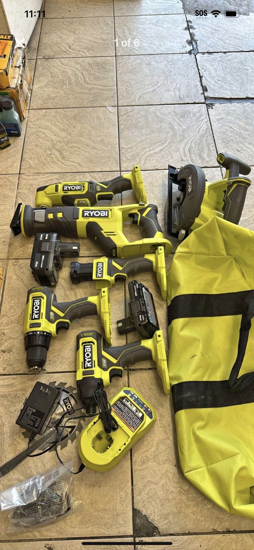 Ryobi Ryobi 18v combo tool set multi tool reciprocating saw light drill impact 2 batteries and charger