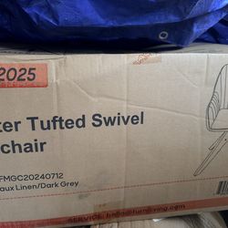 Brister tufted swivel armchair (dark grey)