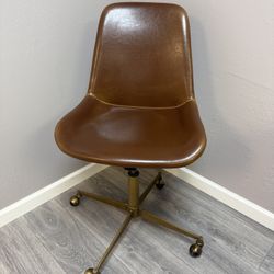 Brown Leather Office Desk Chair w/ Wheels 