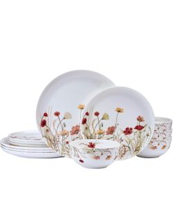 Mikasa Meadow Serenade 12 Piece Floral Bone China Dinnerware Set