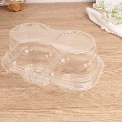 2 Cavity 5 Packs Cupcake Containers, Boxes two Compartment Cupcake Carrier | Cup Cake Transport Packaging Clear Plastic Disposable Cake Storage Party 