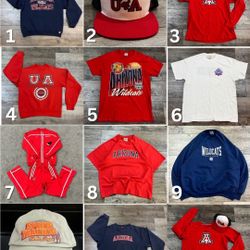12 Items: University of Arizona Wildcats Sweatshirt, Hat, Shirt, Track Suit - Some Vintage!