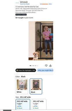 71 Inch Extra Tall Pet Gate for Cats 29.92"-48"