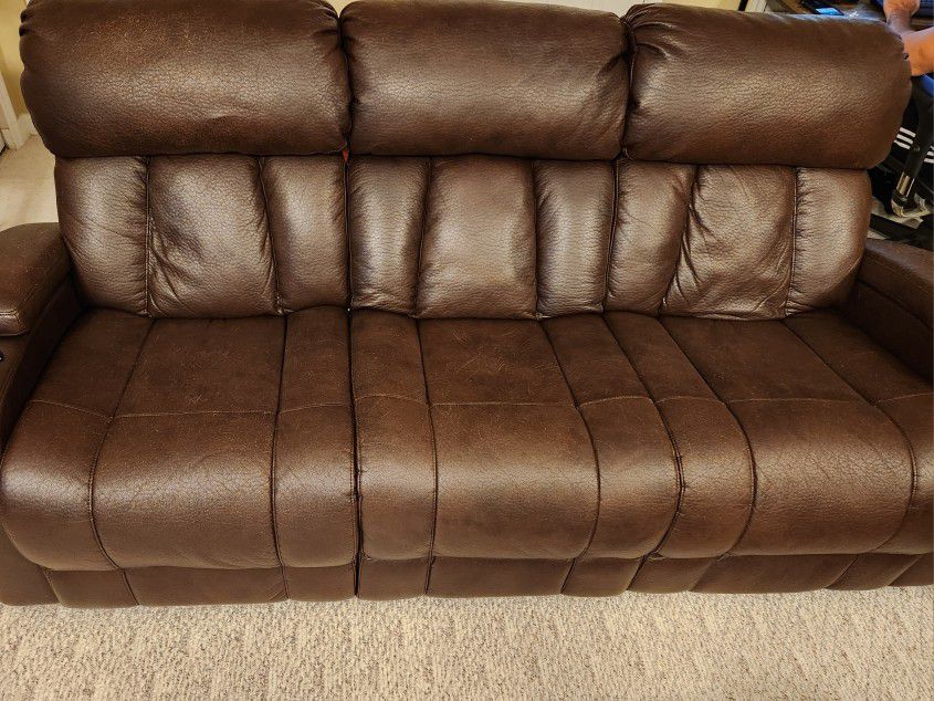 2 Brown Faux Leather Electric Couches