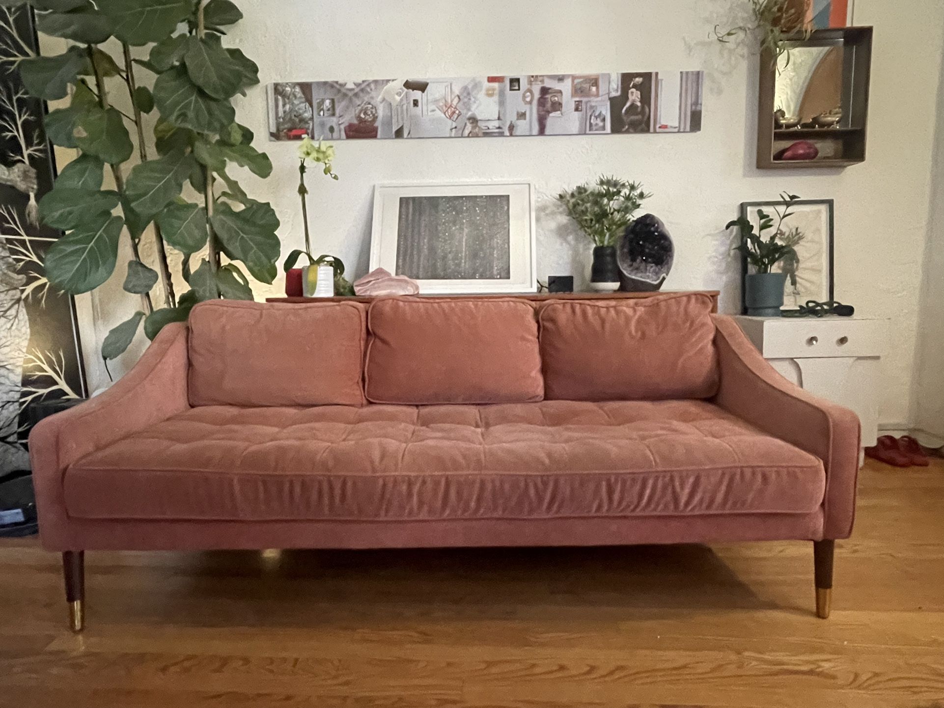 HD buttercup Mid Century Style Couch
