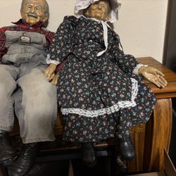 Porcelain Grandma & Grandpa Dolls 36 Inches