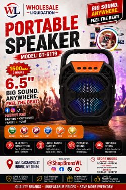 PORTABLE SPEAKER 6.5” inch