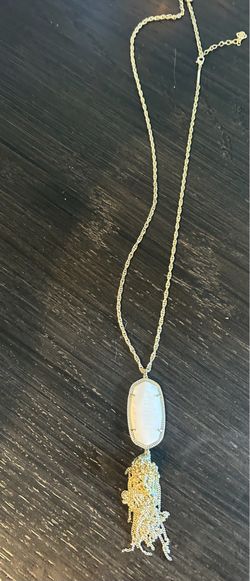 Kendra Scott white and gold Reid necklace with tassel