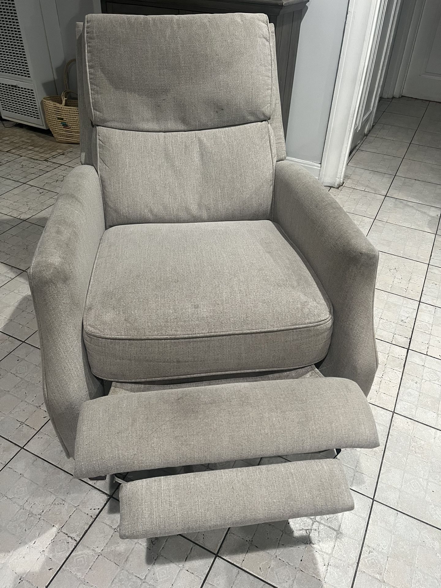Ouray Beige Corduroy Fabric Manual 27" Push Back Reclining Chair