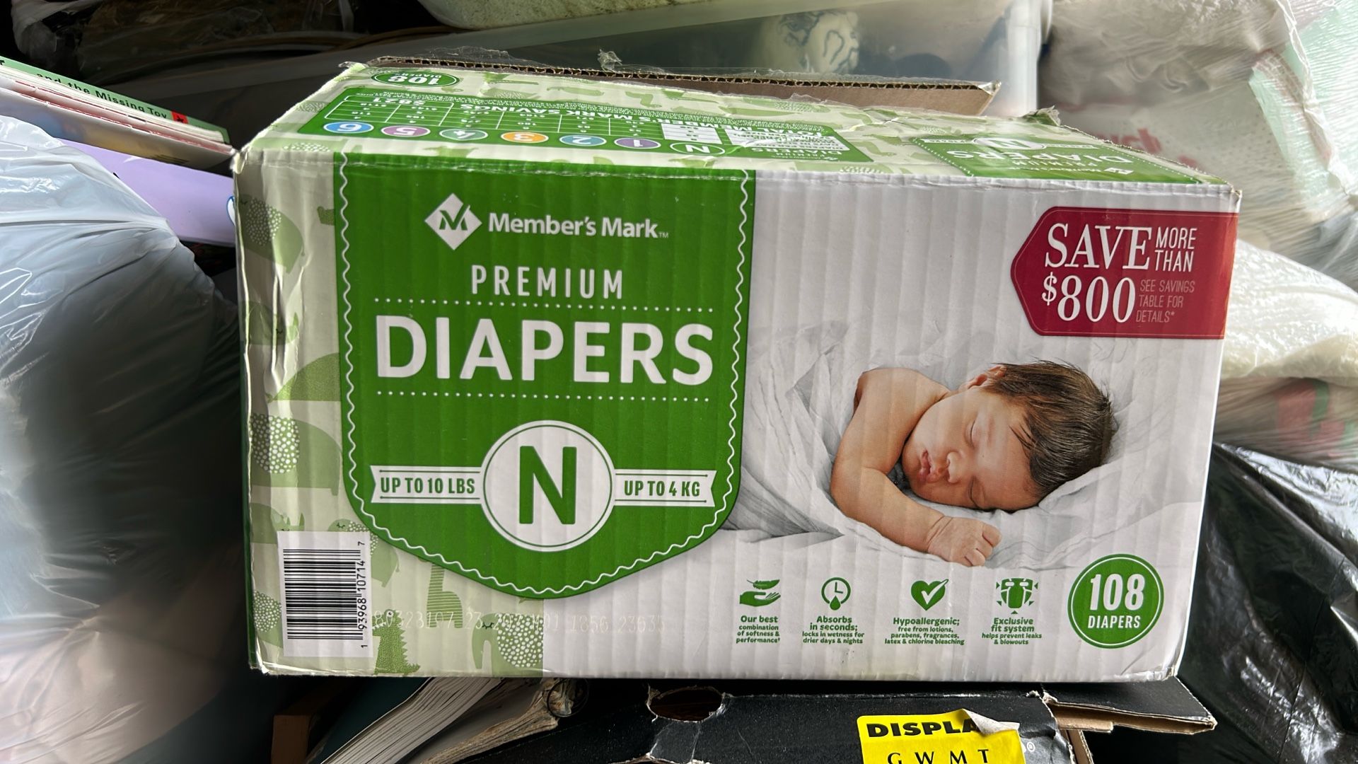 Newborn Baby Diapers. More Details front Of Diaper Box.