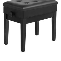  Adjustable Wooden Piano Bench Stool with Sheet Music Storage Black
