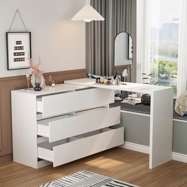 6-Drawer L-Shaped Dresser with Rotatable Desk 47.2 in. W x 51.2 in. D x 32.7 in. H for Sale in Ontario, CA