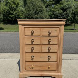 Vintage Pine Jewelry Armoire / Dresser with Hidden Mirror