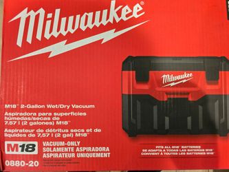New Milwaukee M18 Wet / Dry Vacuum Model 0880-20 Tool Only