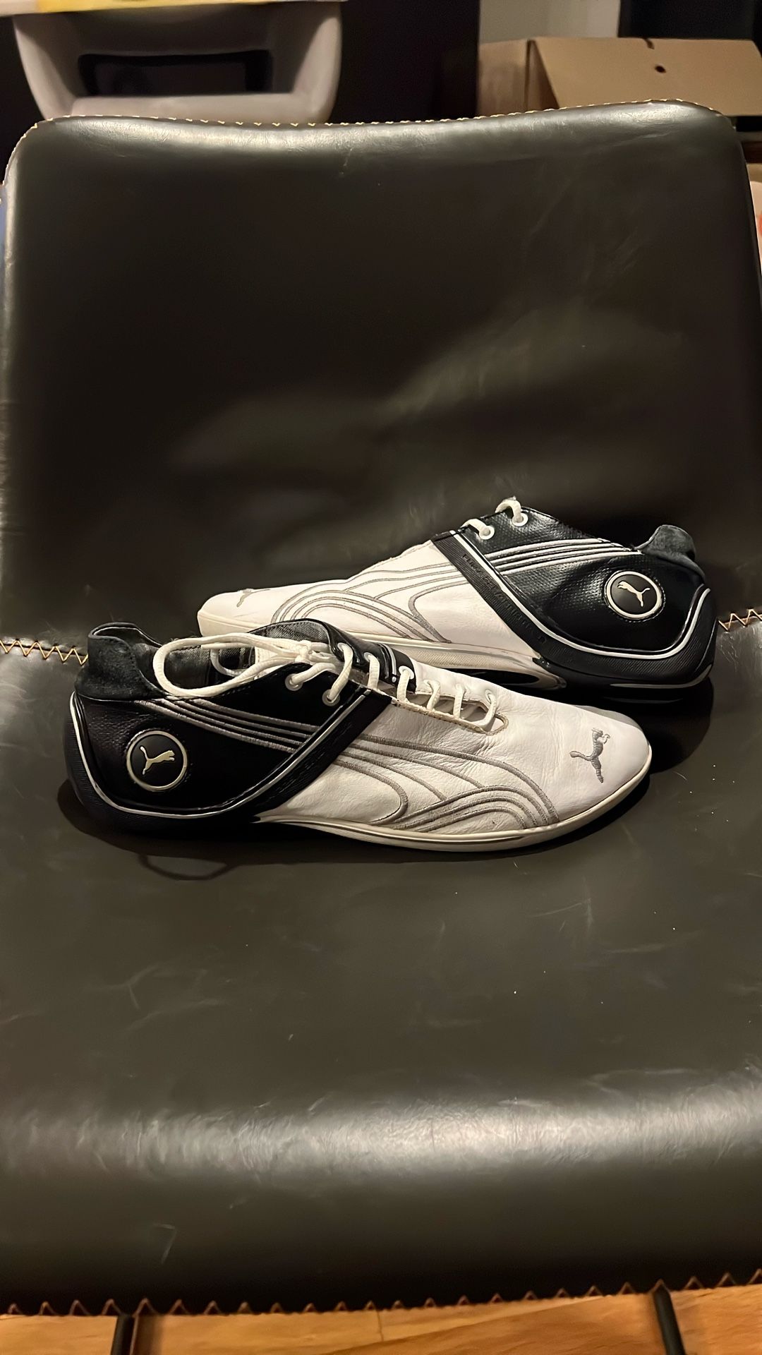 Puma Future Cat Sneakers – Blue & White – Size 8.5 US / 41 EUR – Motorsport Style!