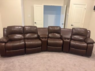 Curved Theater Sectional in Espresso Brown